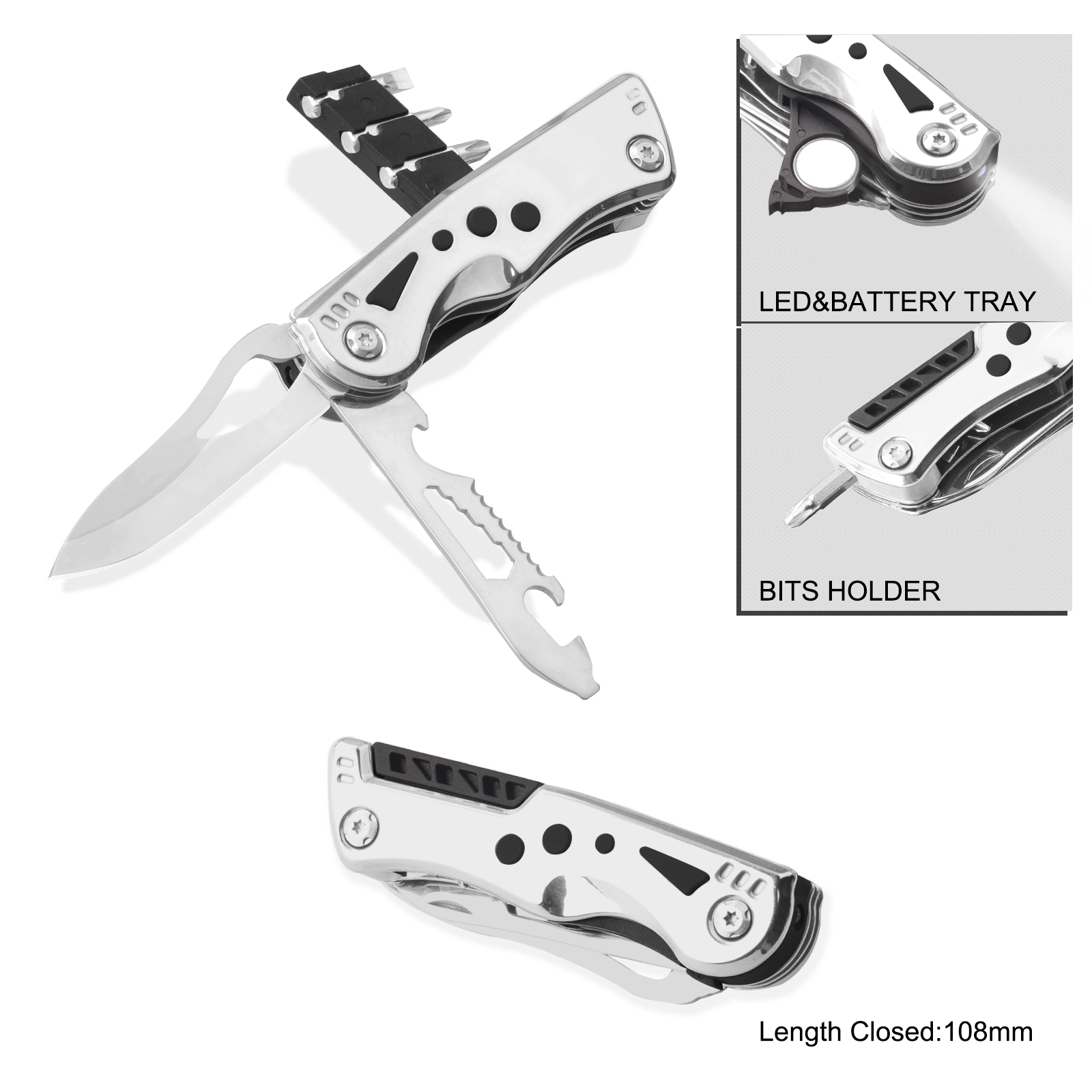 #6209 Multi Function Pocket Knife with LED Flashlight