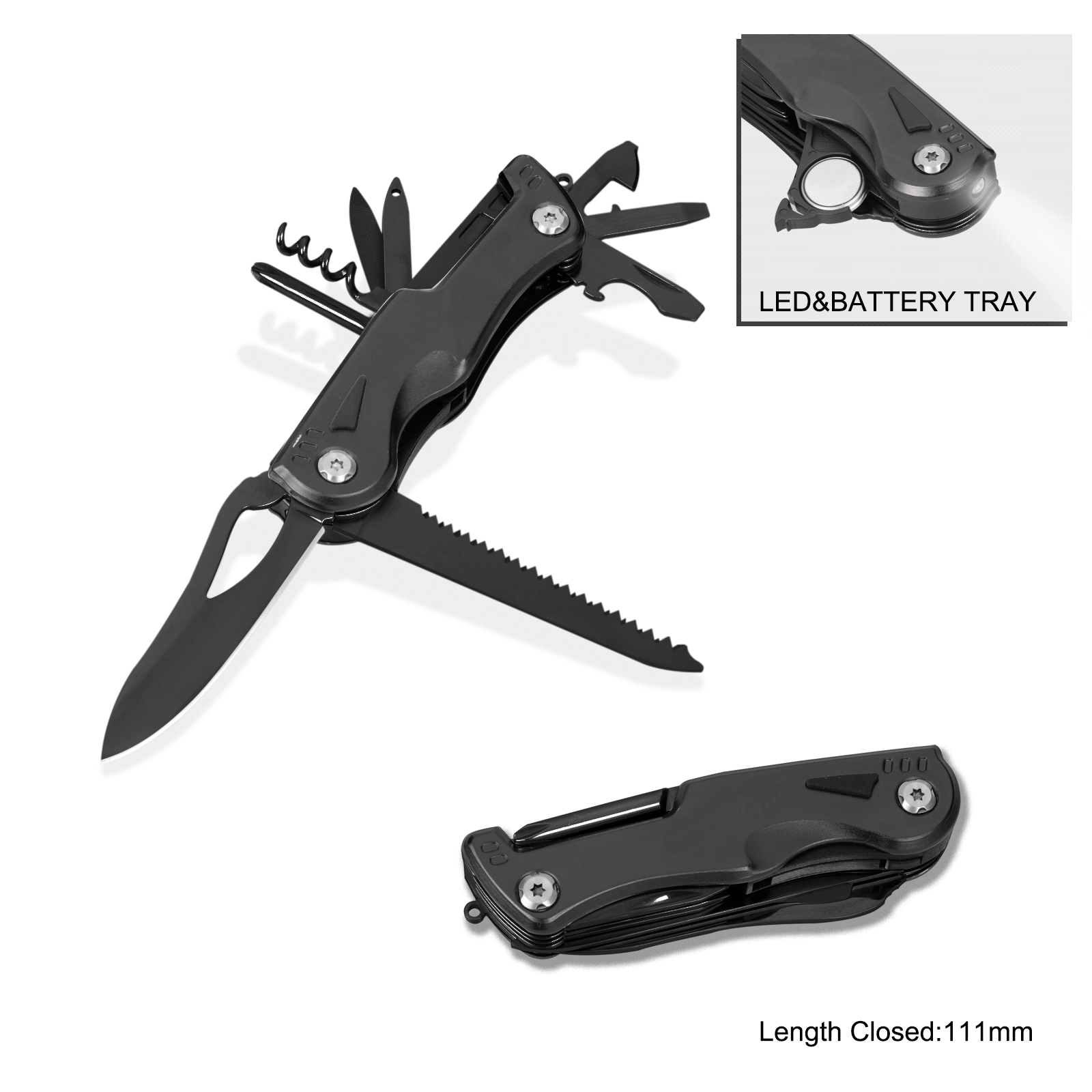 #6204B Multi Function Pocket Knife with LED Flashlight