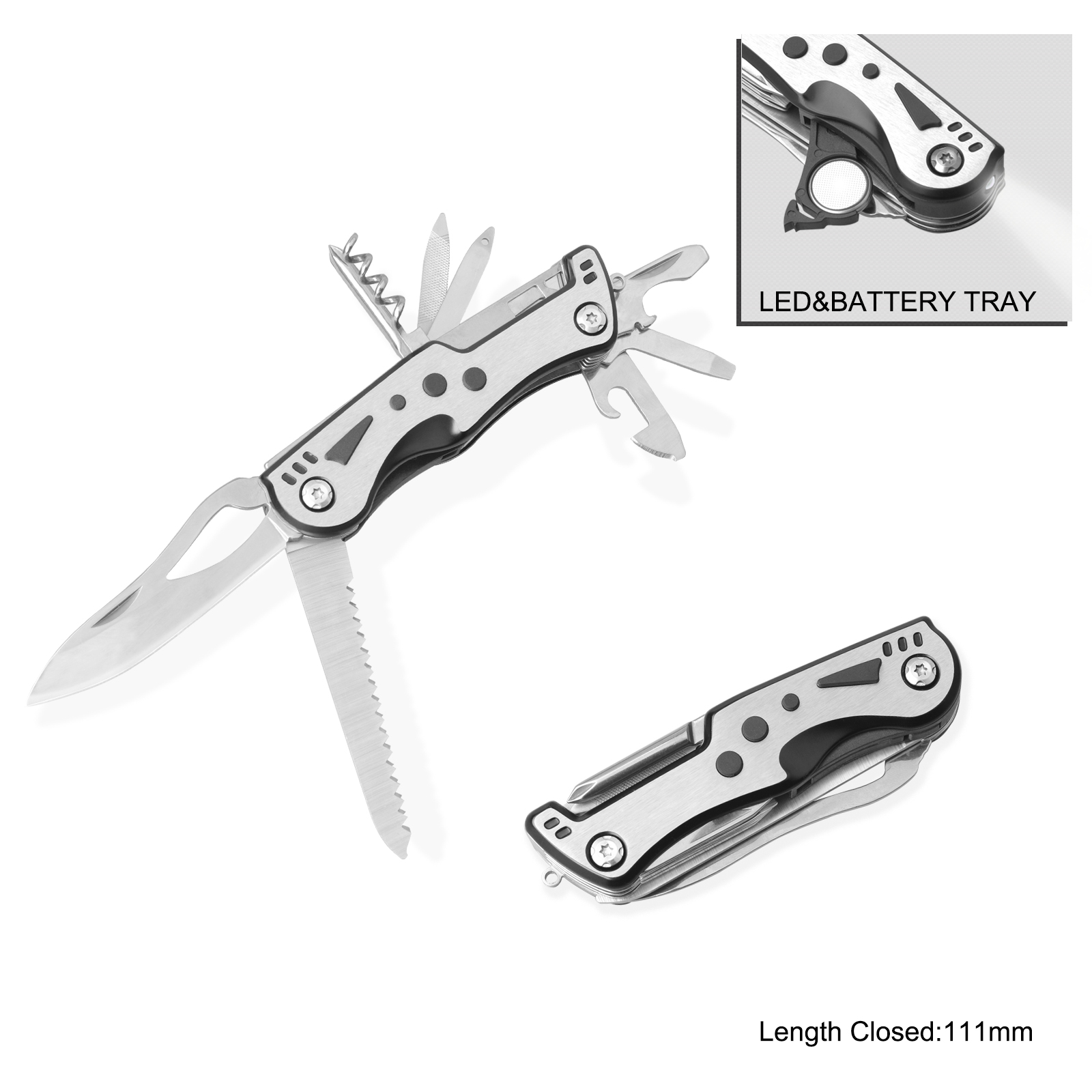 #6213S Multi Function Pocket Knife with LED Flashlight