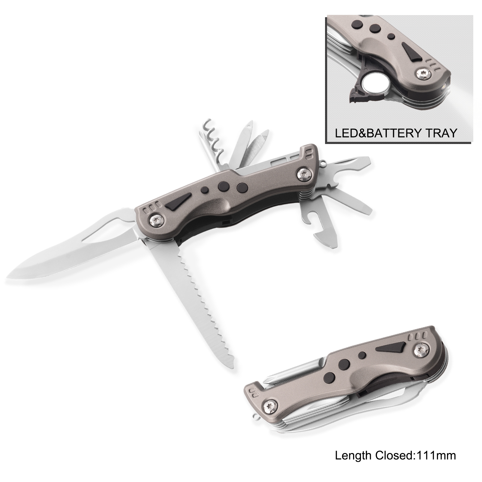 #6213AS Multi Function Pocket Knife with LED Flashlight