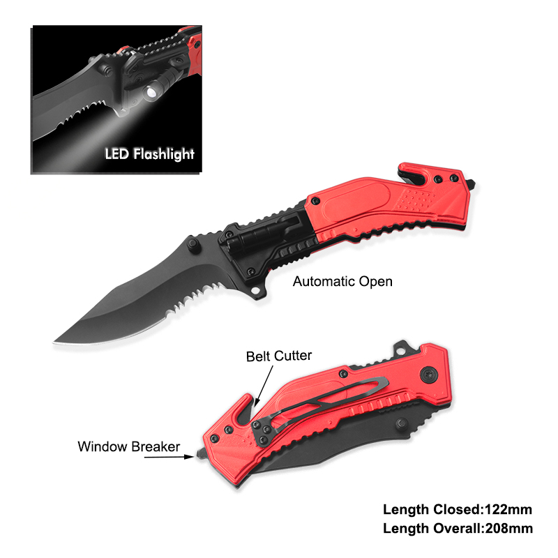 #31011AT Spring Assisted Survival Knife with LED Flashlight